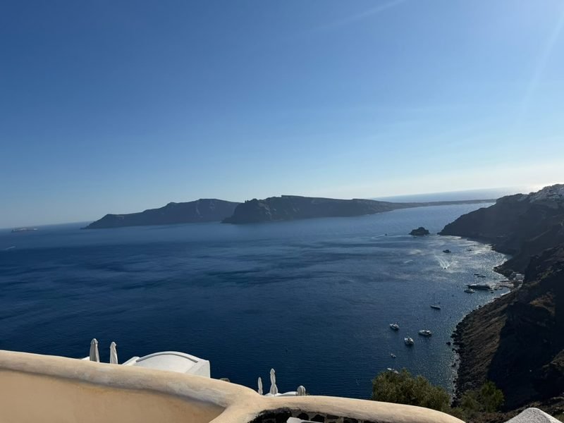 The classic blue domes of Santorini